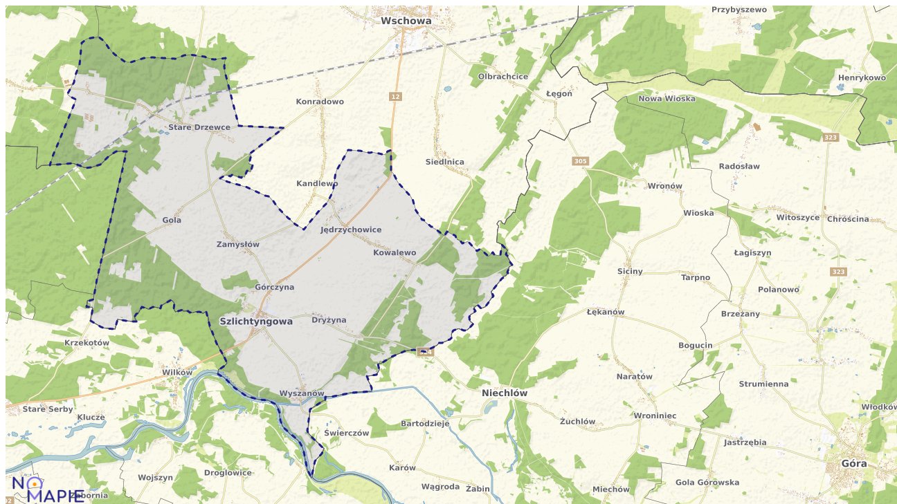 Mapa obszarów ochrony przyrody Szlichtyngowej